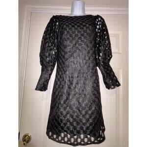 Women's sz S Ina black lace 3/4 length sleeve dress #1161